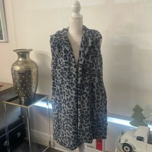 W.A.Y. NWT Long Faux Fur Vest Coat Jacket